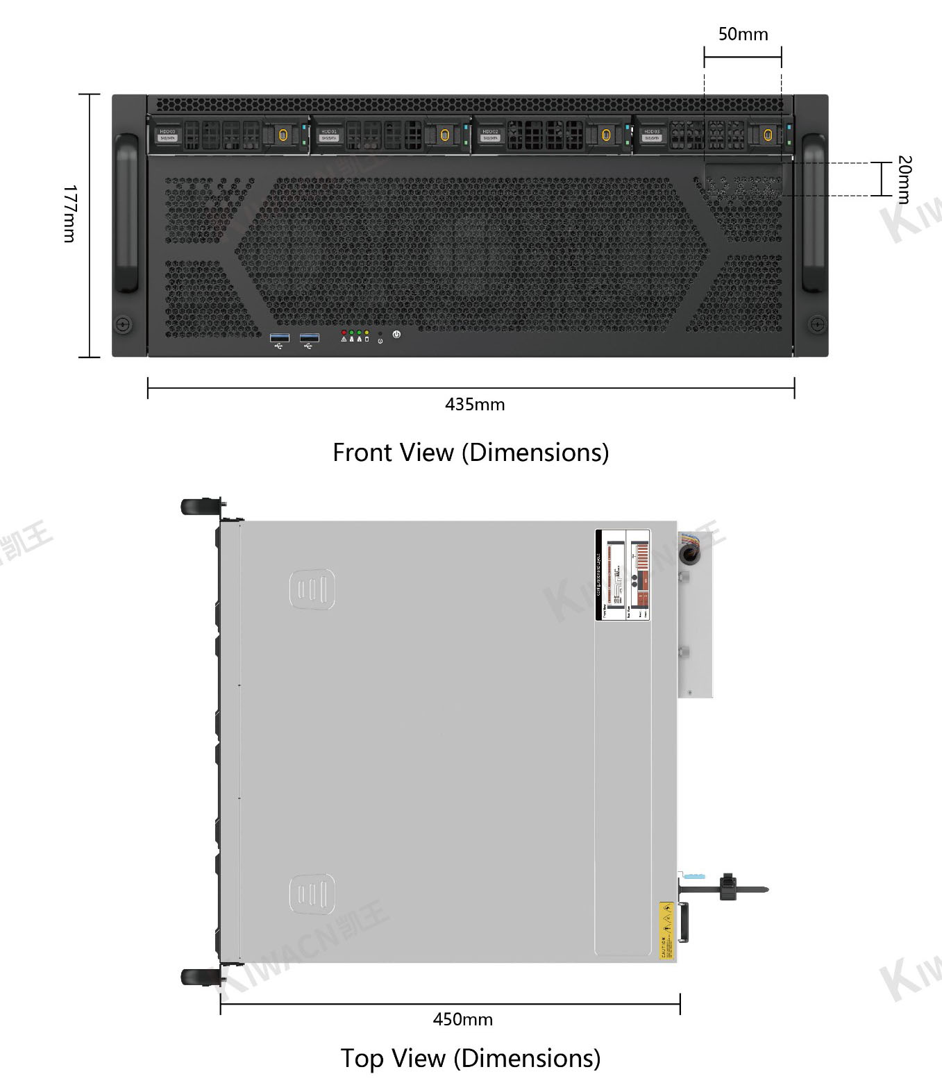 4u4 bay rack server chassis size 3