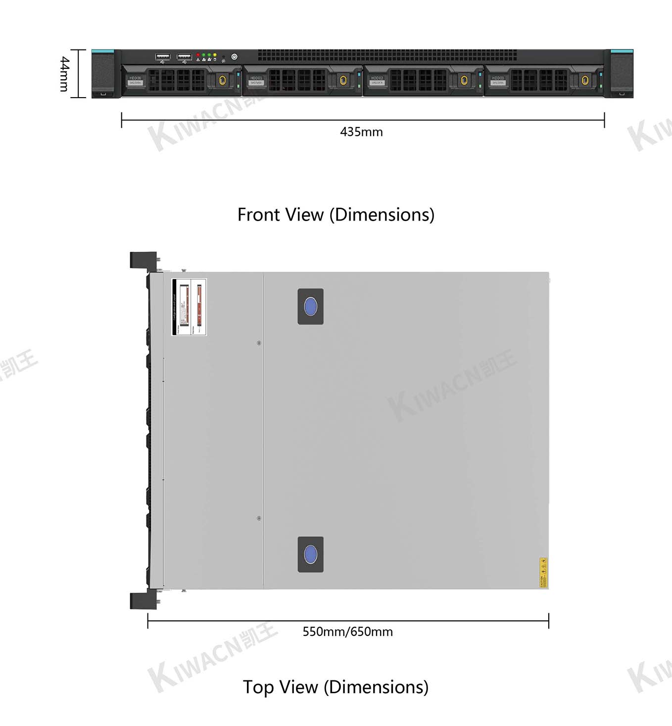 1u4 bay rack server chassis size