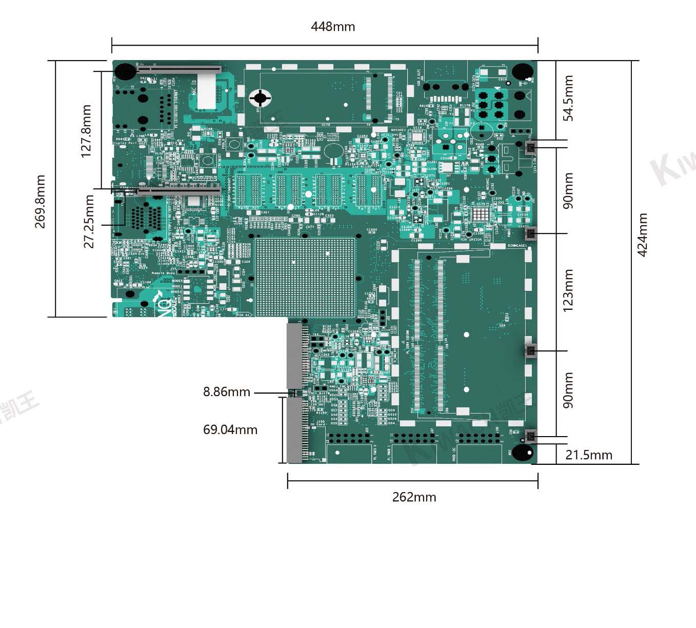 2u12 bay L shaped rack server chassis motherboard size