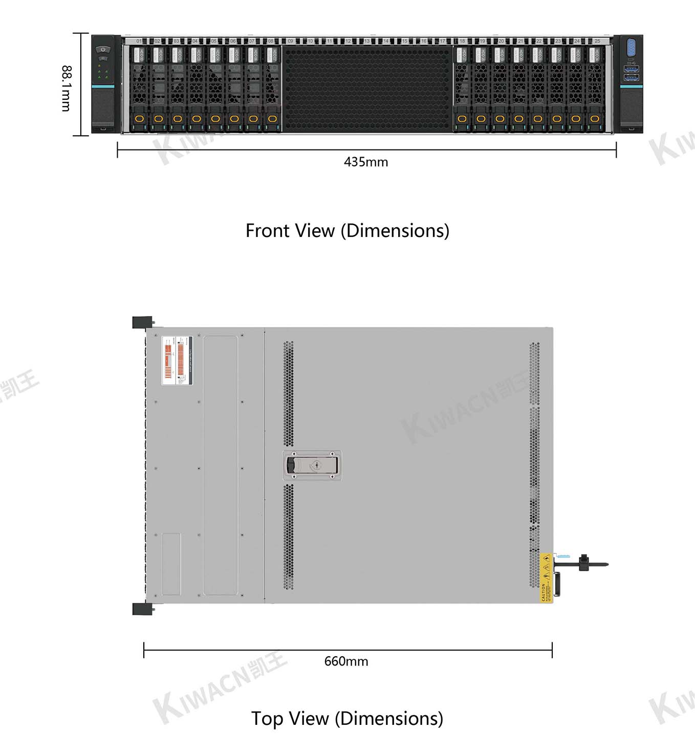 2u16 bay rack server chassis size