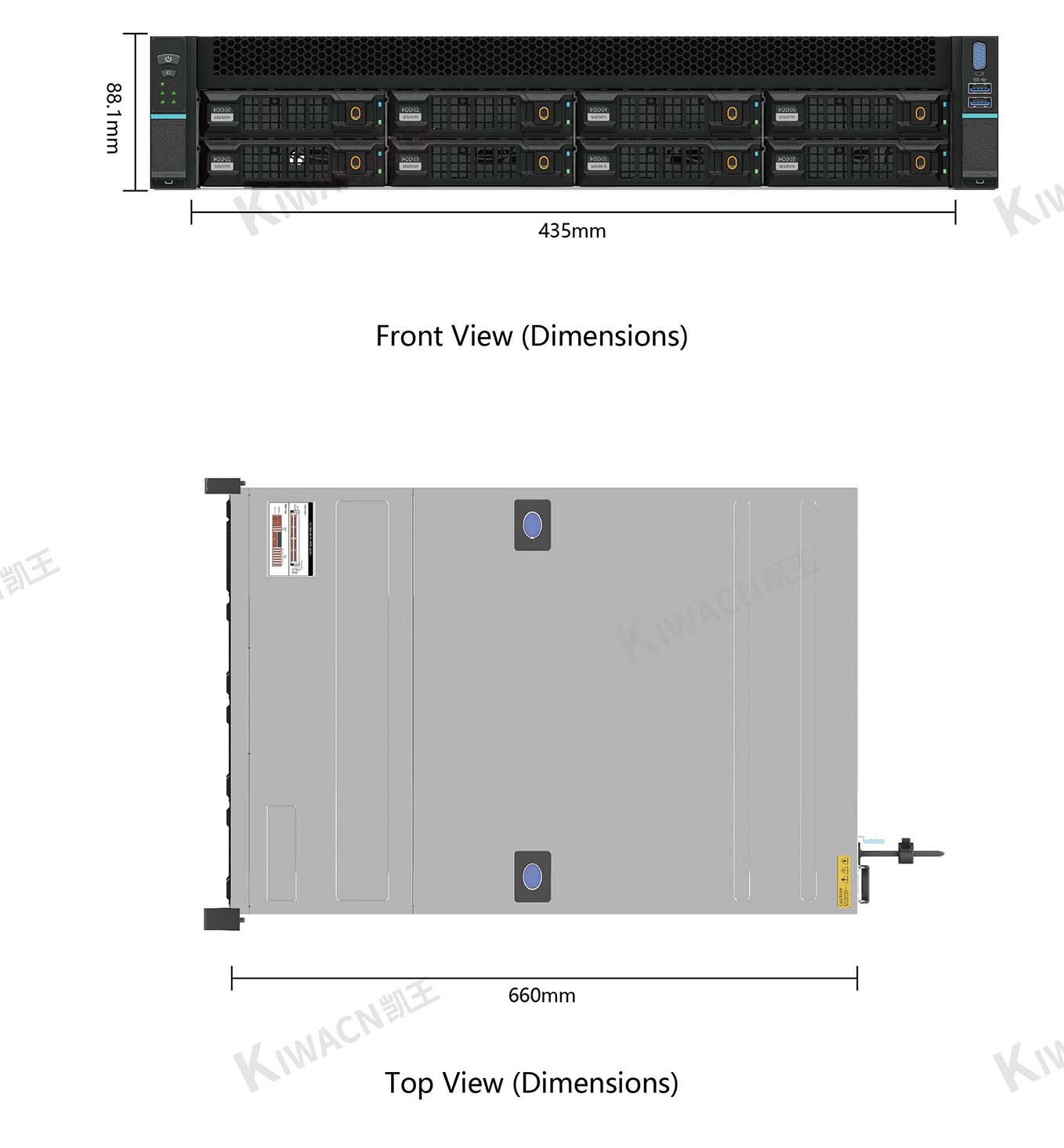 2u8 bay rack server chassis size 1