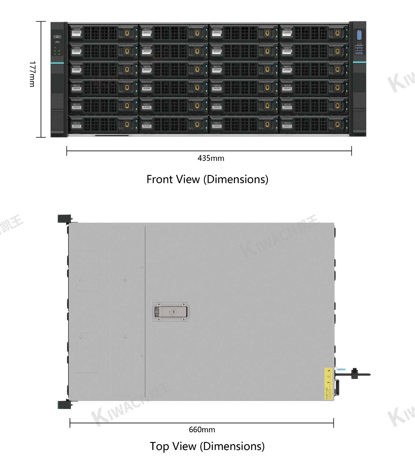 4u24 bay L shaped rack server chassis size